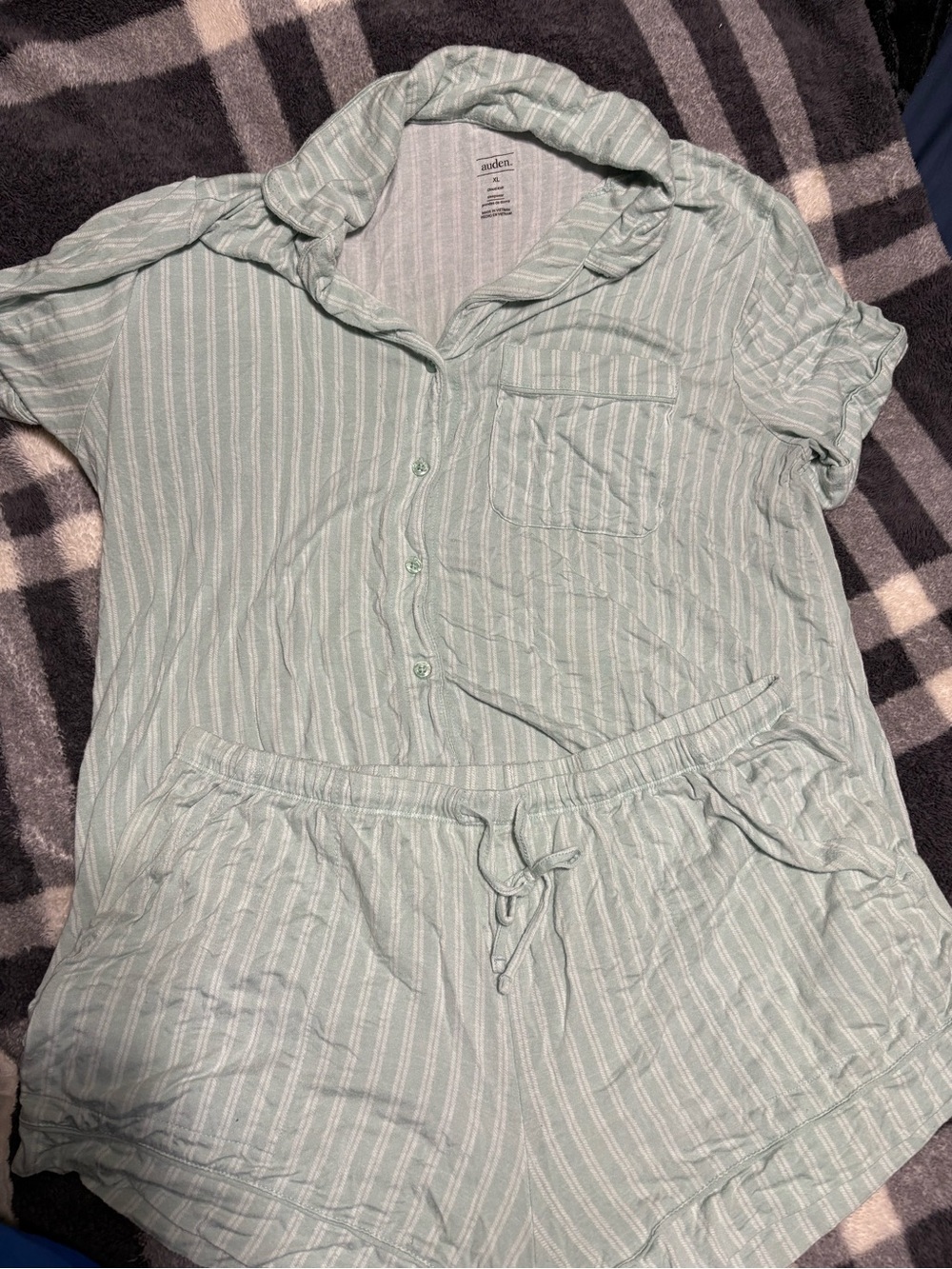 Auden Mint Green Striped Short Pajama Set